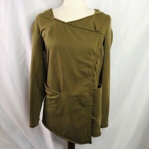 THEREAL Jacket Size Small Asymmetrical Boho Raw Edge Cotton Green